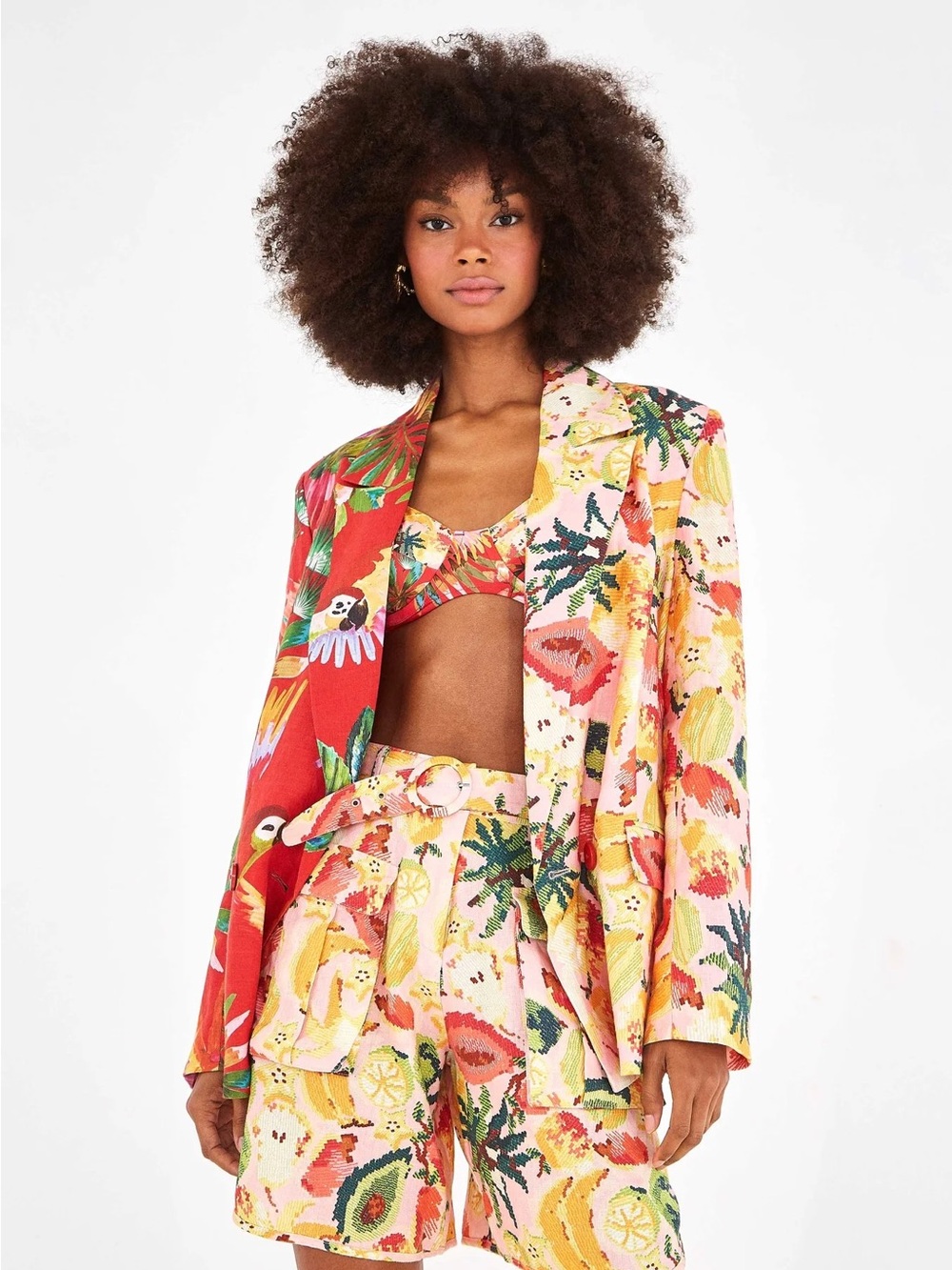 FARM Rio 100% Linen Floral Blazer